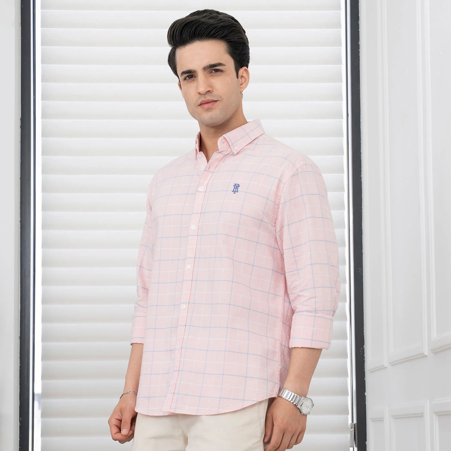 Shirts for Men in Olive | Cotton Blend Full Sleeve Shirt - Image 2