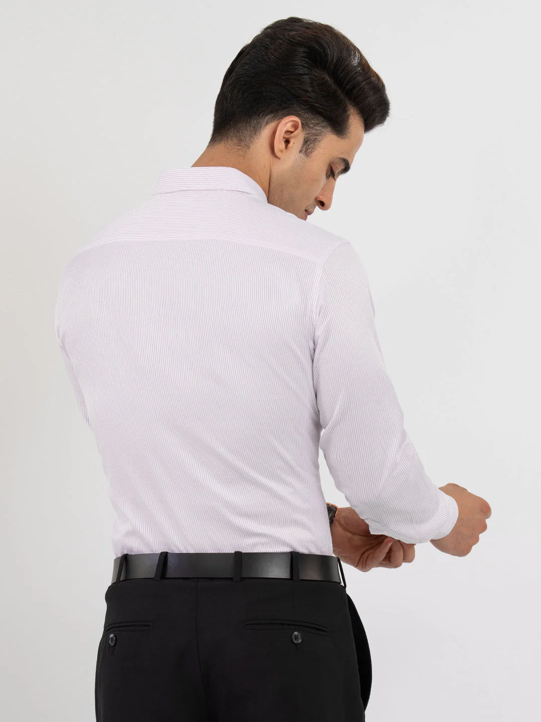 Shirts for Men in Purple | Dobby Stripe Full Sleeve Shirt - Image 3