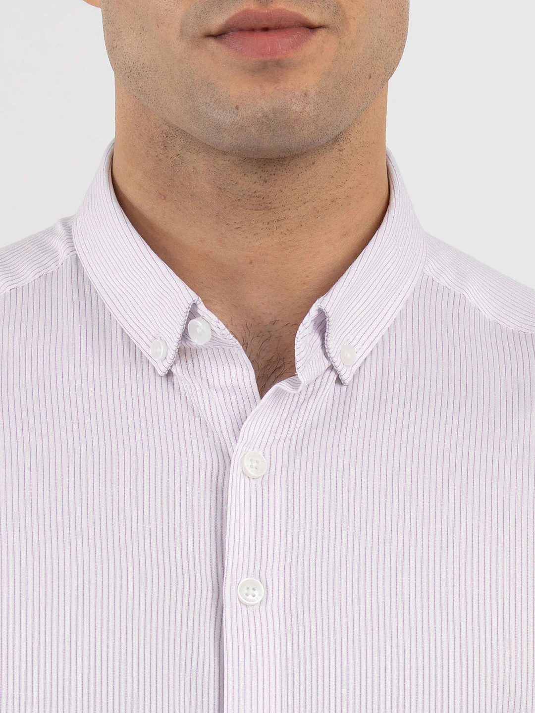 Shirts for Men in Purple | Dobby Stripe Full Sleeve Shirt - Image 4