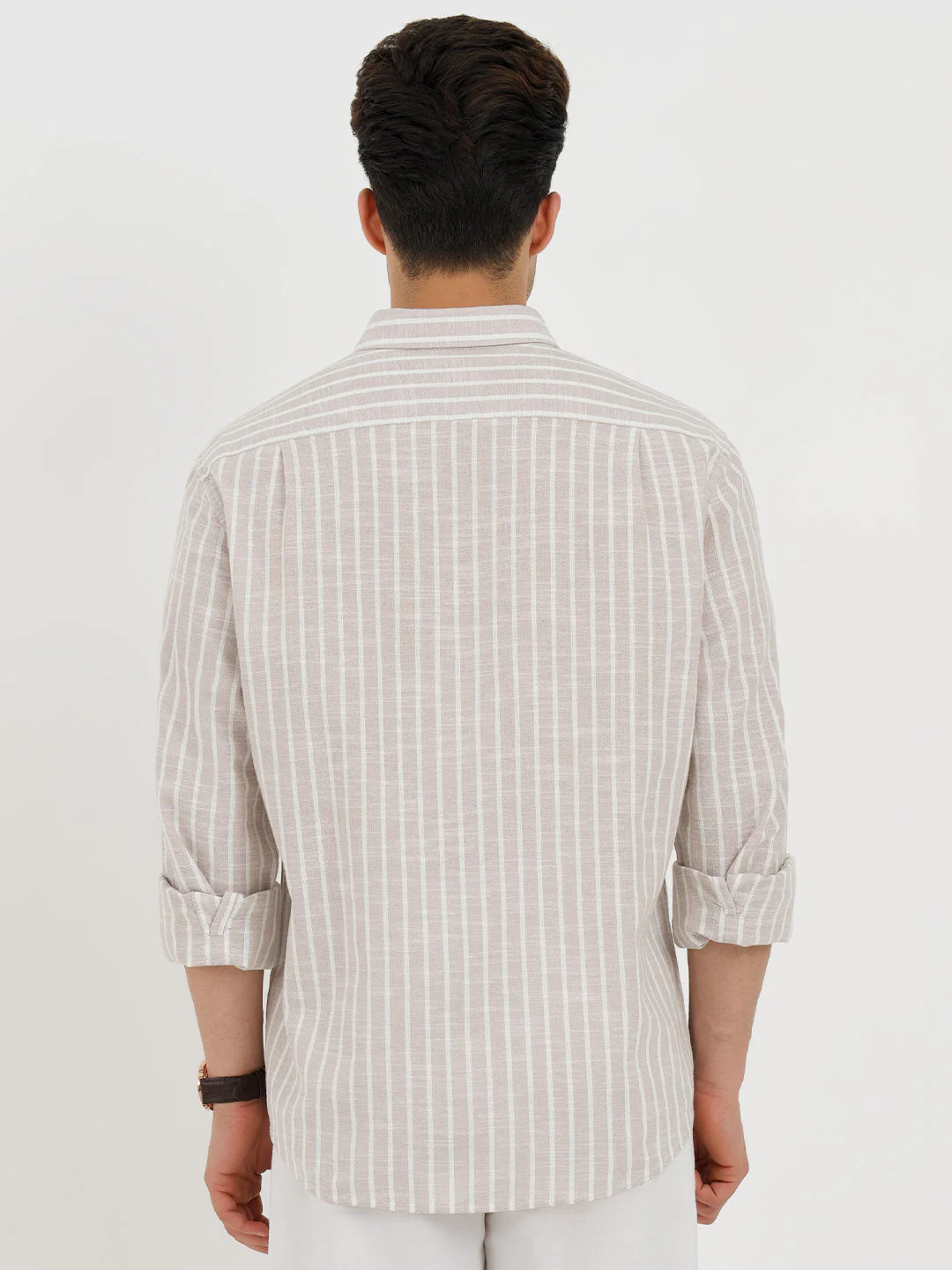 Shirts for Men in Sand | Striped Casual Shirt - Image 3