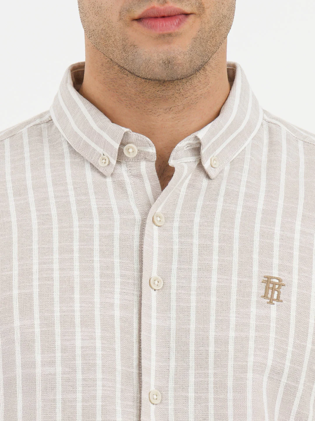 Shirts for Men in Sand | Striped Casual Shirt - Image 4