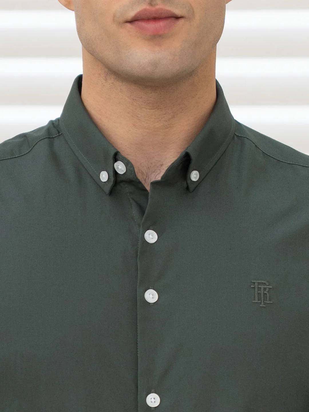 Shirts for Men in Slate Olive | Solid Full Sleeve Casual Shirt - Image 4