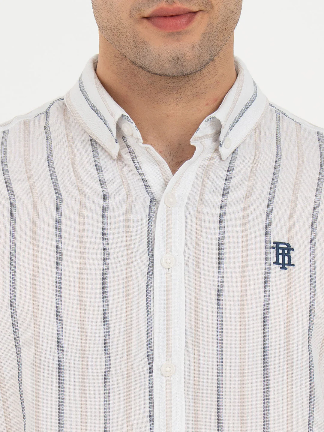 Shirts for Men in White | Striped Full Sleeve Shirt - Image 4