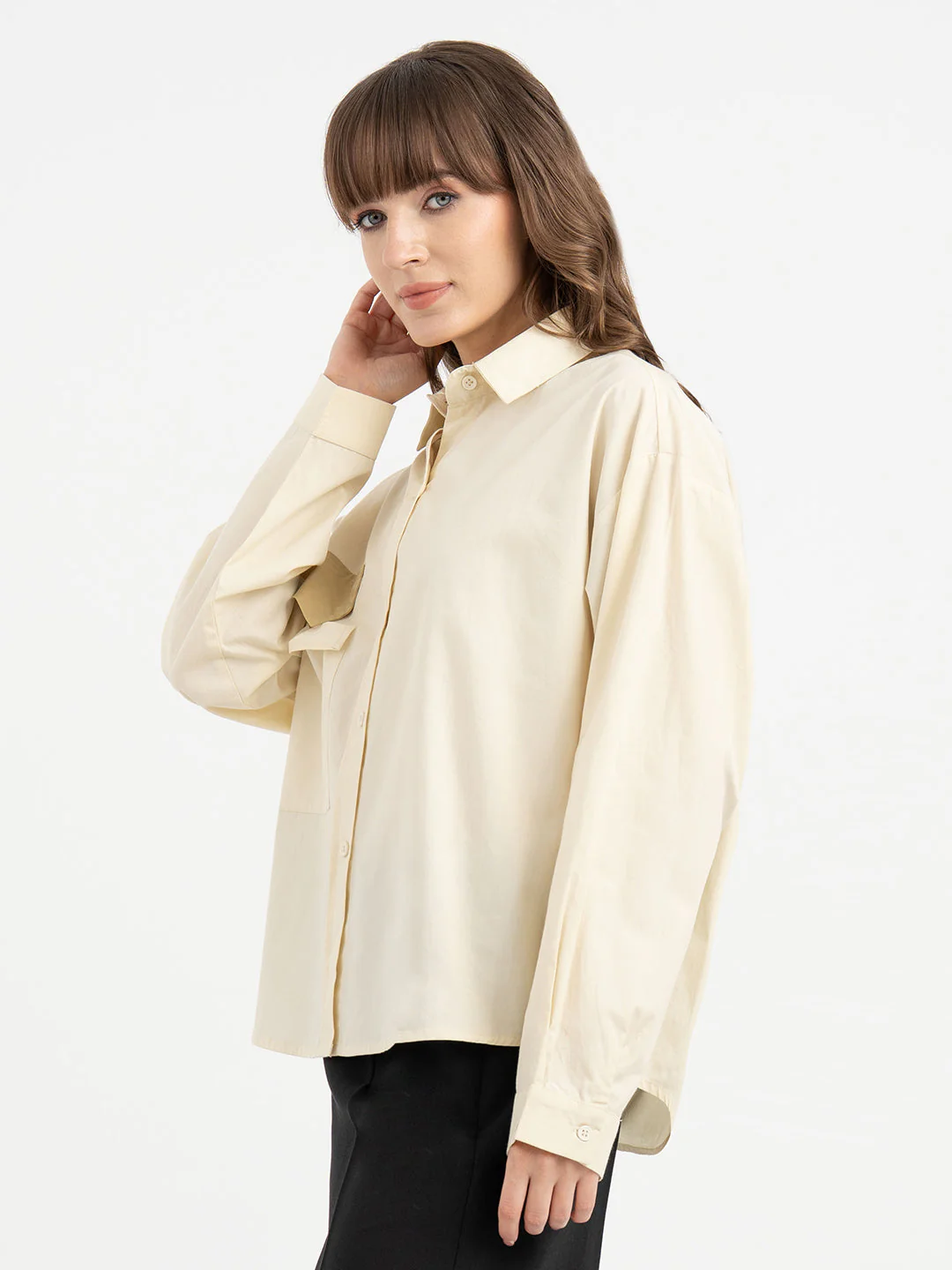 Shirts for Women in Beige | Applique Full Sleeve Shirt - Image 2