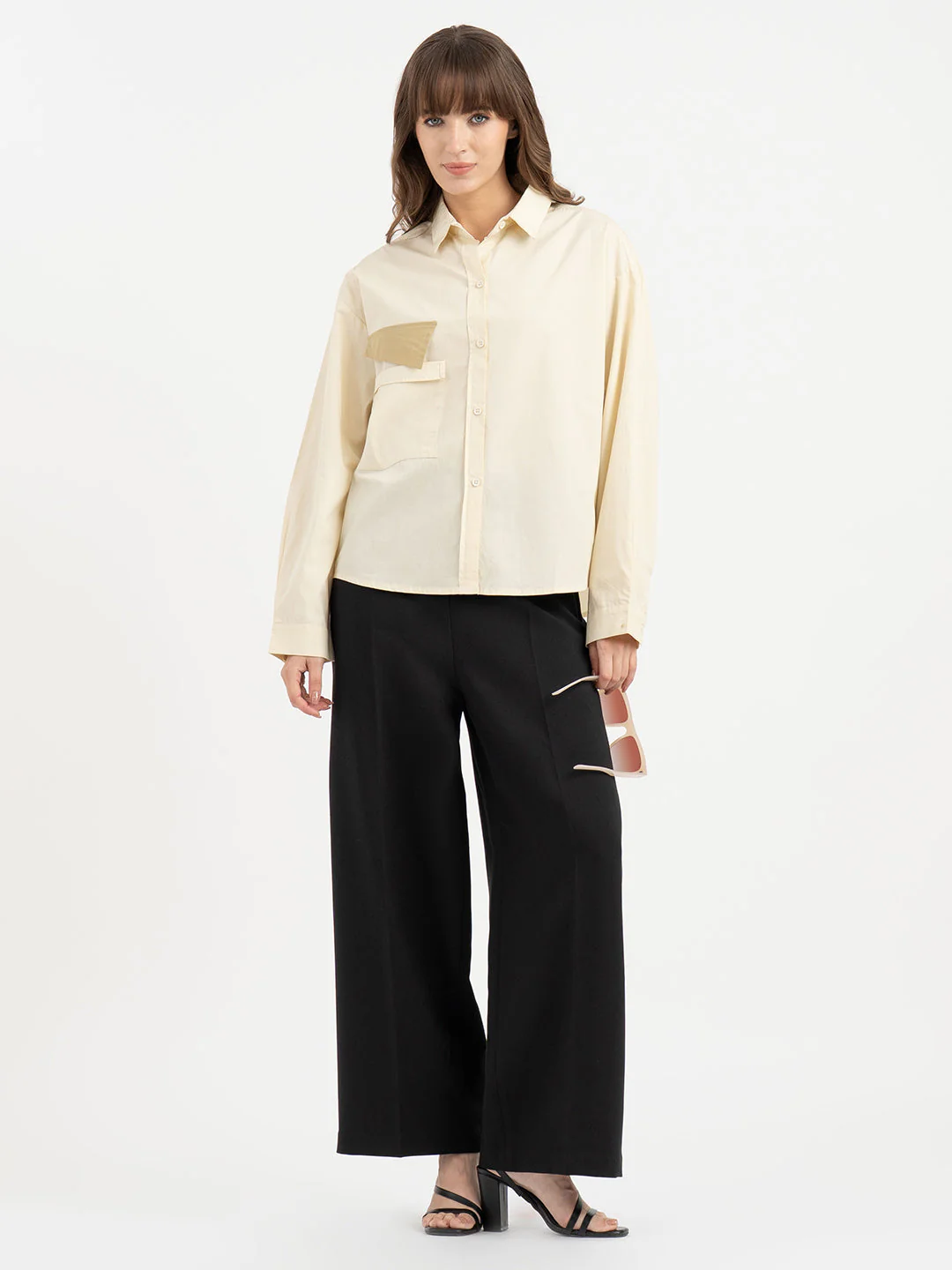 Shirts for Women in Beige | Applique Full Sleeve Shirt - Image 5