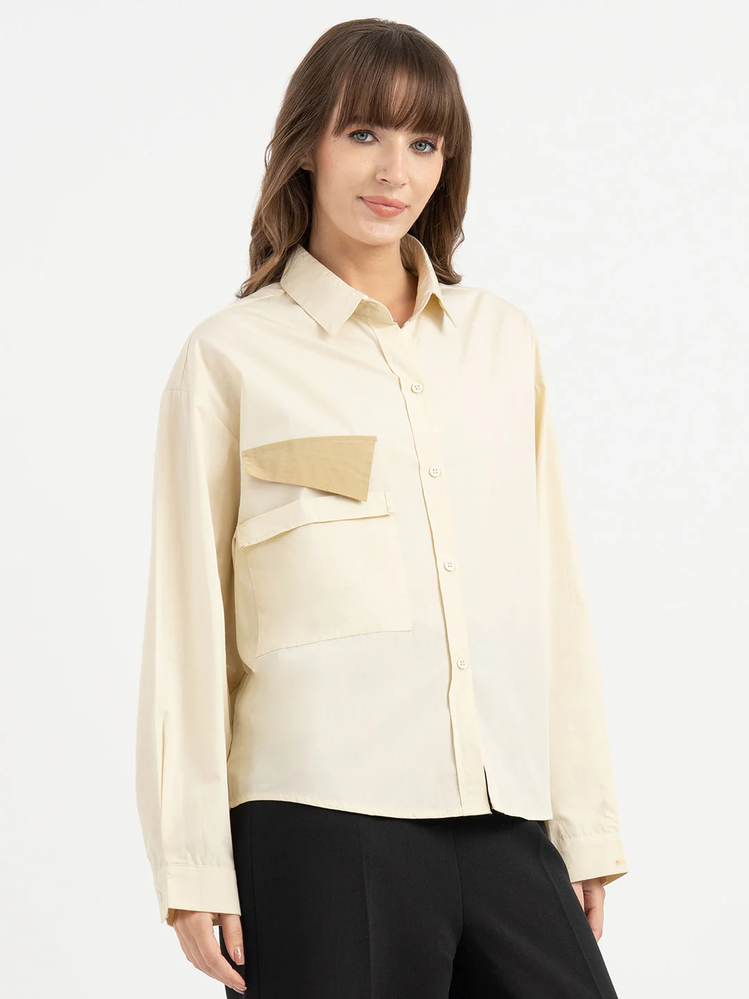 Shirts for Women in Beige | Applique Full Sleeve Shirt - Image 6