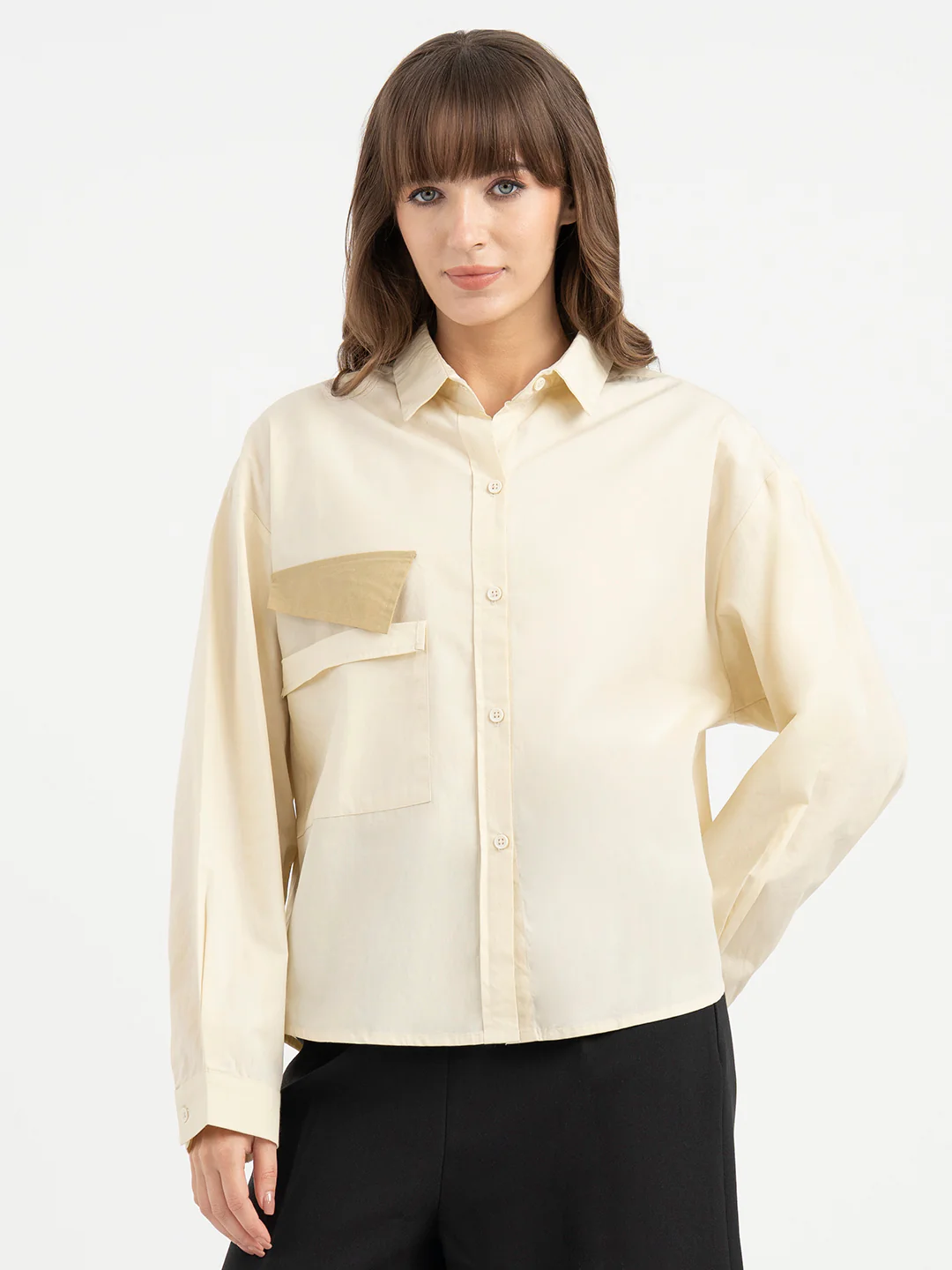 Shirts for Women in Beige | Applique Full Sleeve Shirt - Image 7