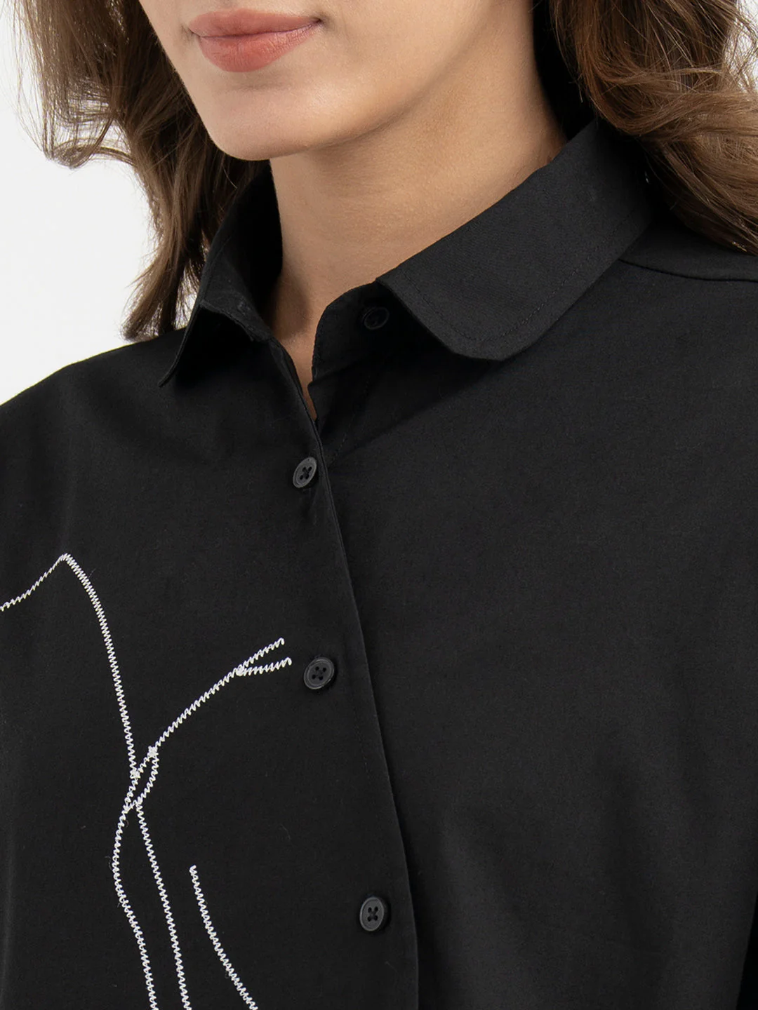 Shirts for Women in Black | Casual Cotton Shirt - Image 4