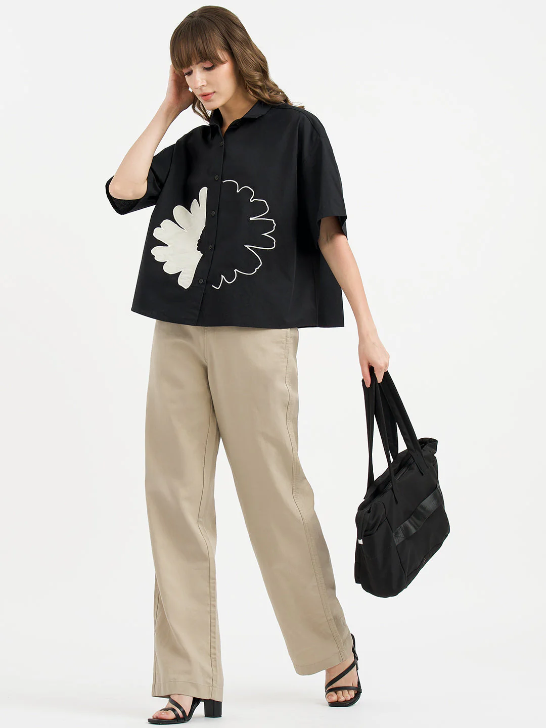 Shirts for Women in Black | Casual Cotton Shirt - Image 5