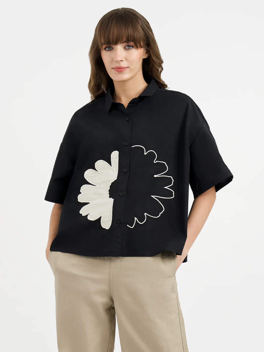 Shirts for Women in Black | Casual Cotton Shirt - Image 7