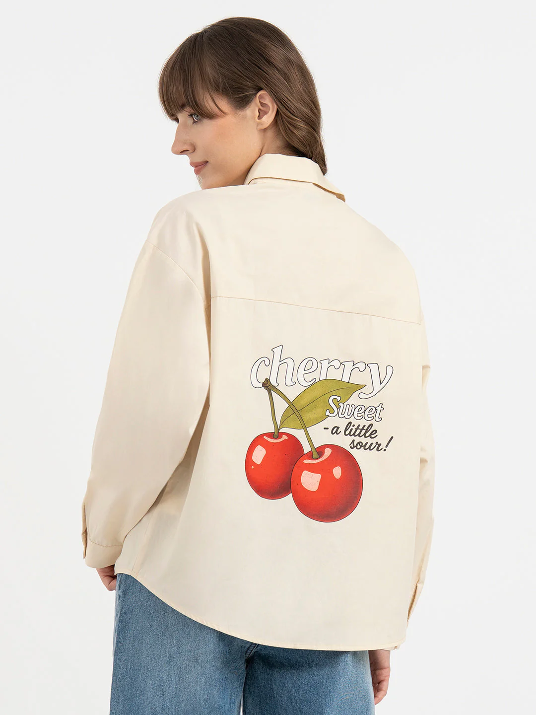Shirts for Women in Cream | Casual Cotton Shirt - Image 3