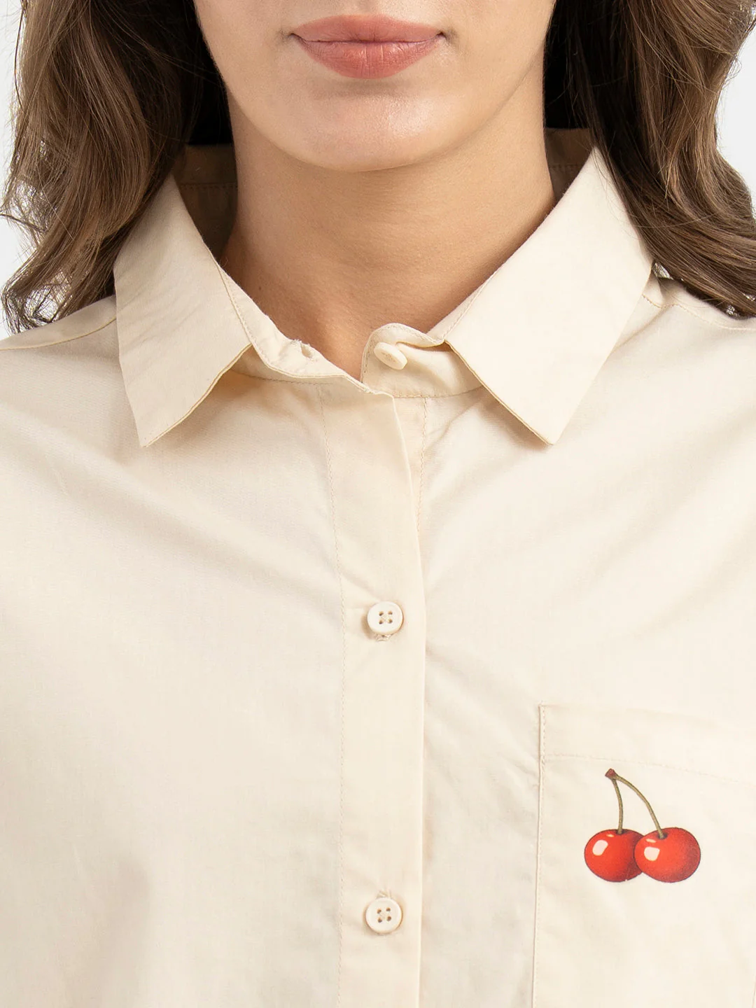 Shirts for Women in Cream | Casual Cotton Shirt - Image 4