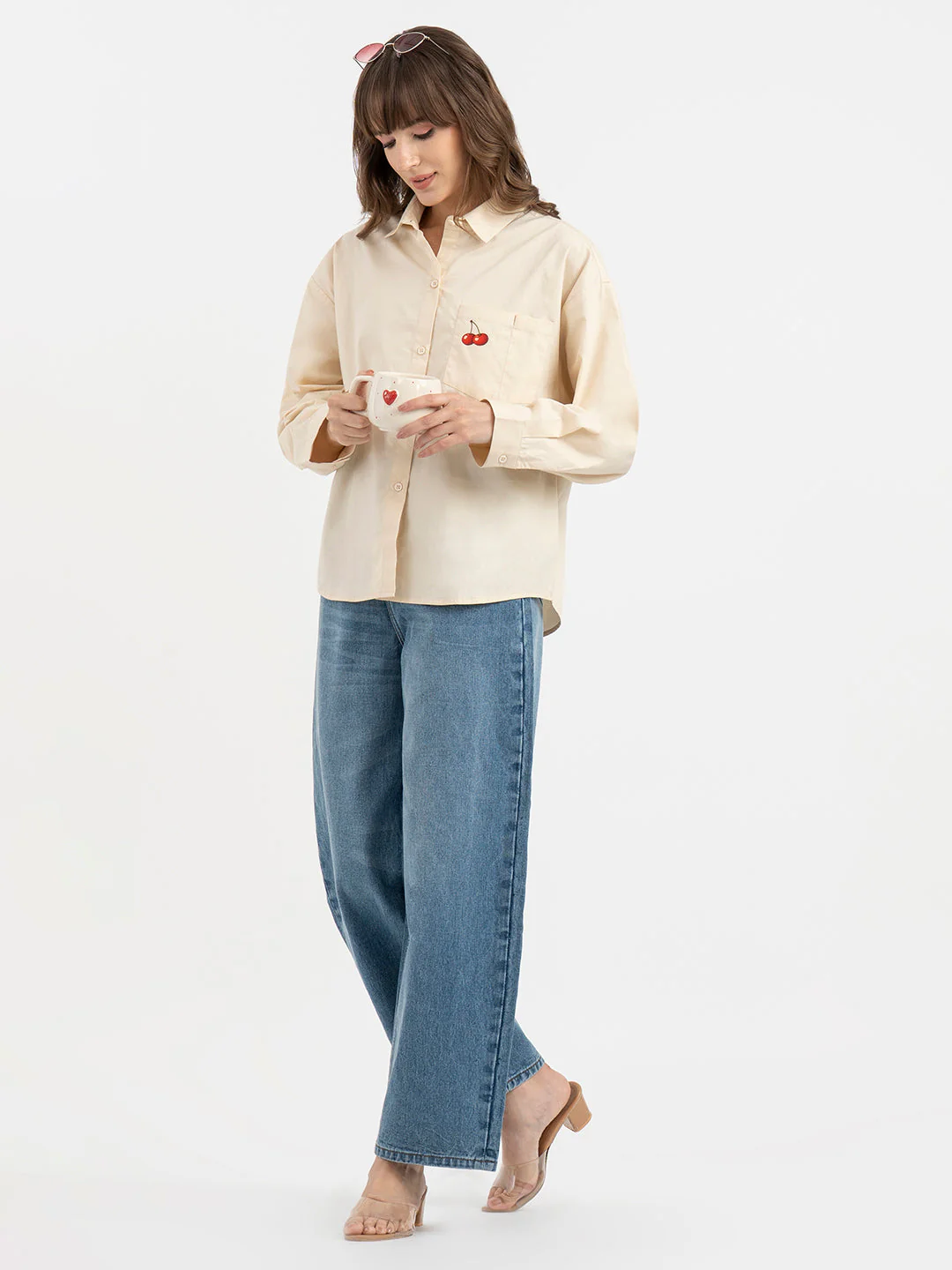 Shirts for Women in Cream | Casual Cotton Shirt - Image 5
