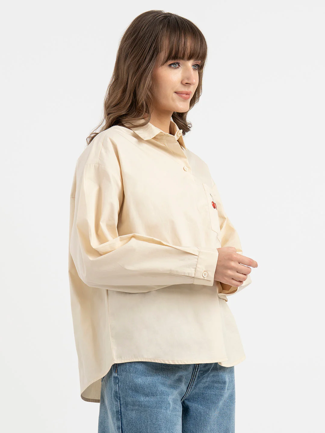 Shirts for Women in Cream | Casual Cotton Shirt - Image 6