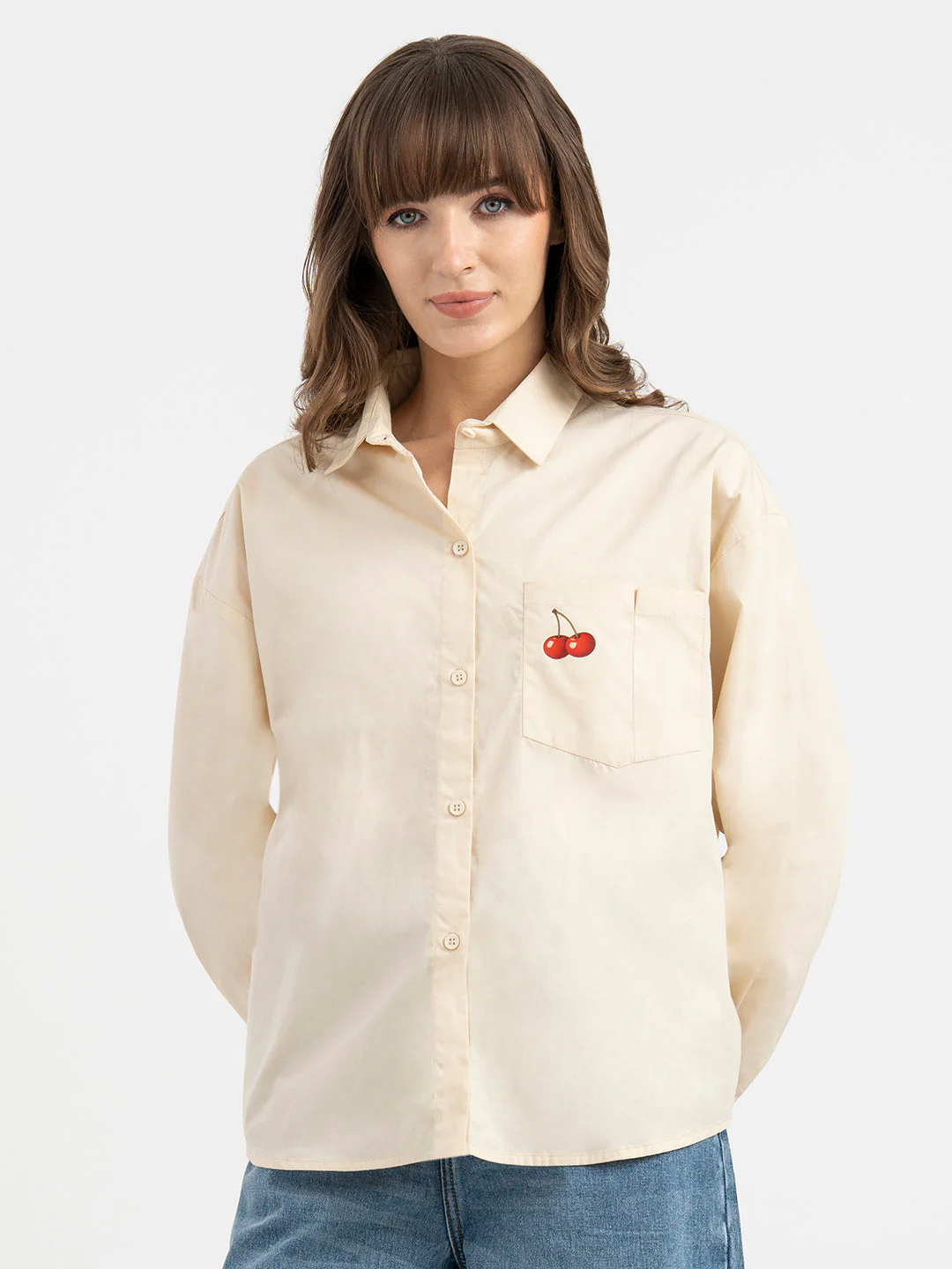 Shirts for Women in Cream | Casual Cotton Shirt - Image 7