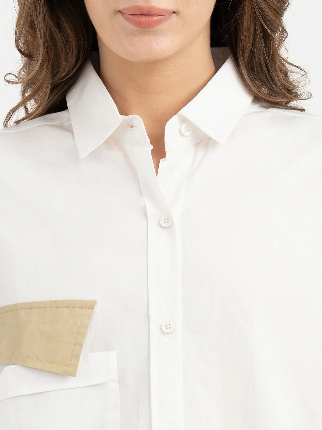 Shirts for Women in White | Applique Full Sleeve Shirt - Image 4