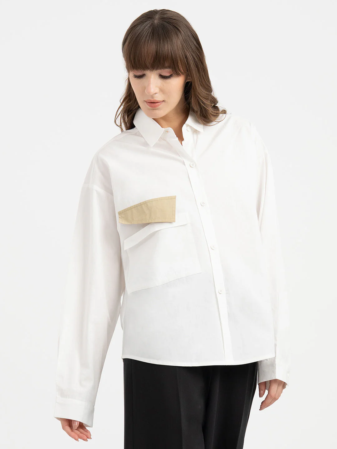Shirts for Women in White | Applique Full Sleeve Shirt - Image 6