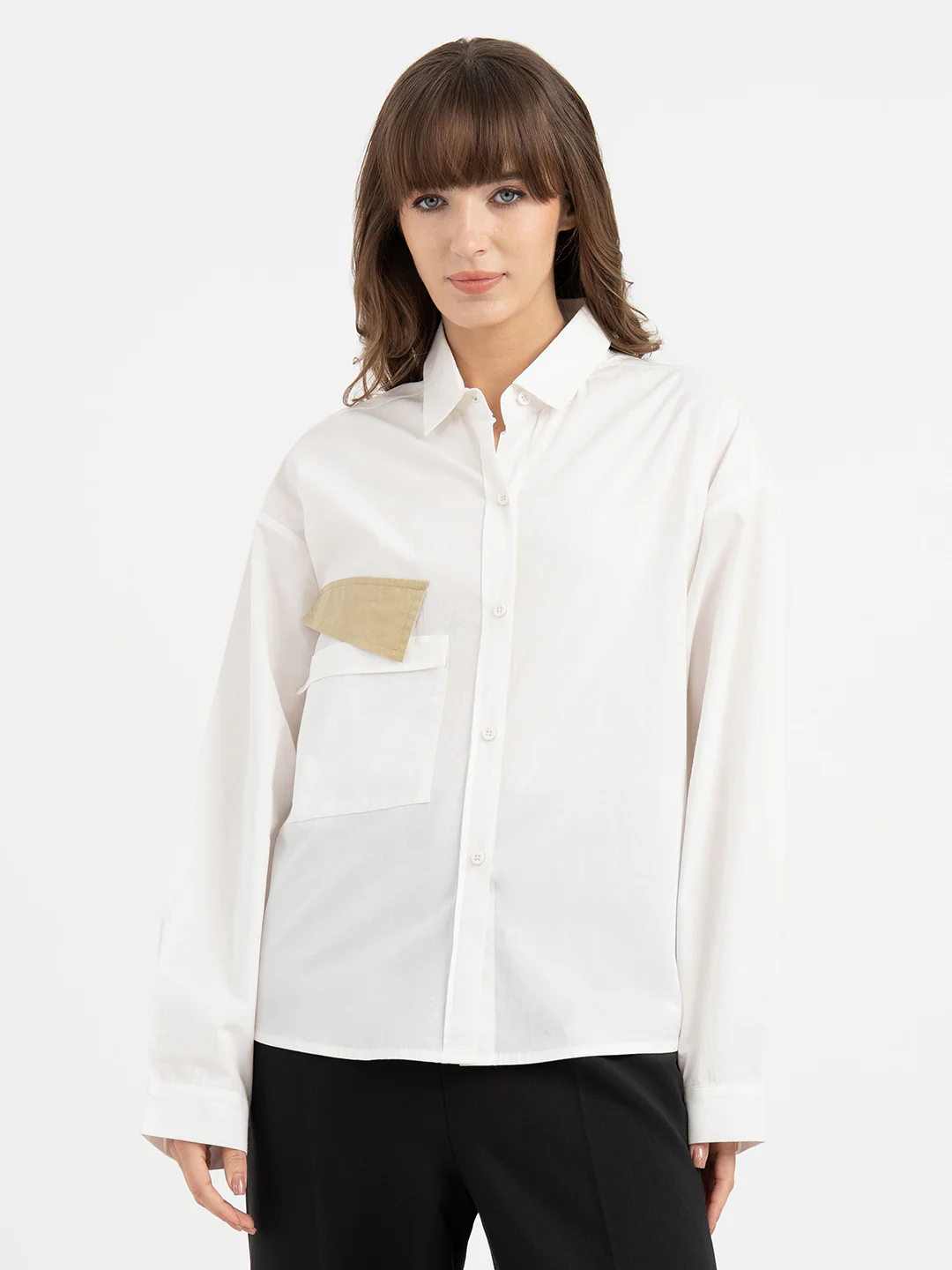 Shirts for Women in White | Applique Full Sleeve Shirt - Image 7