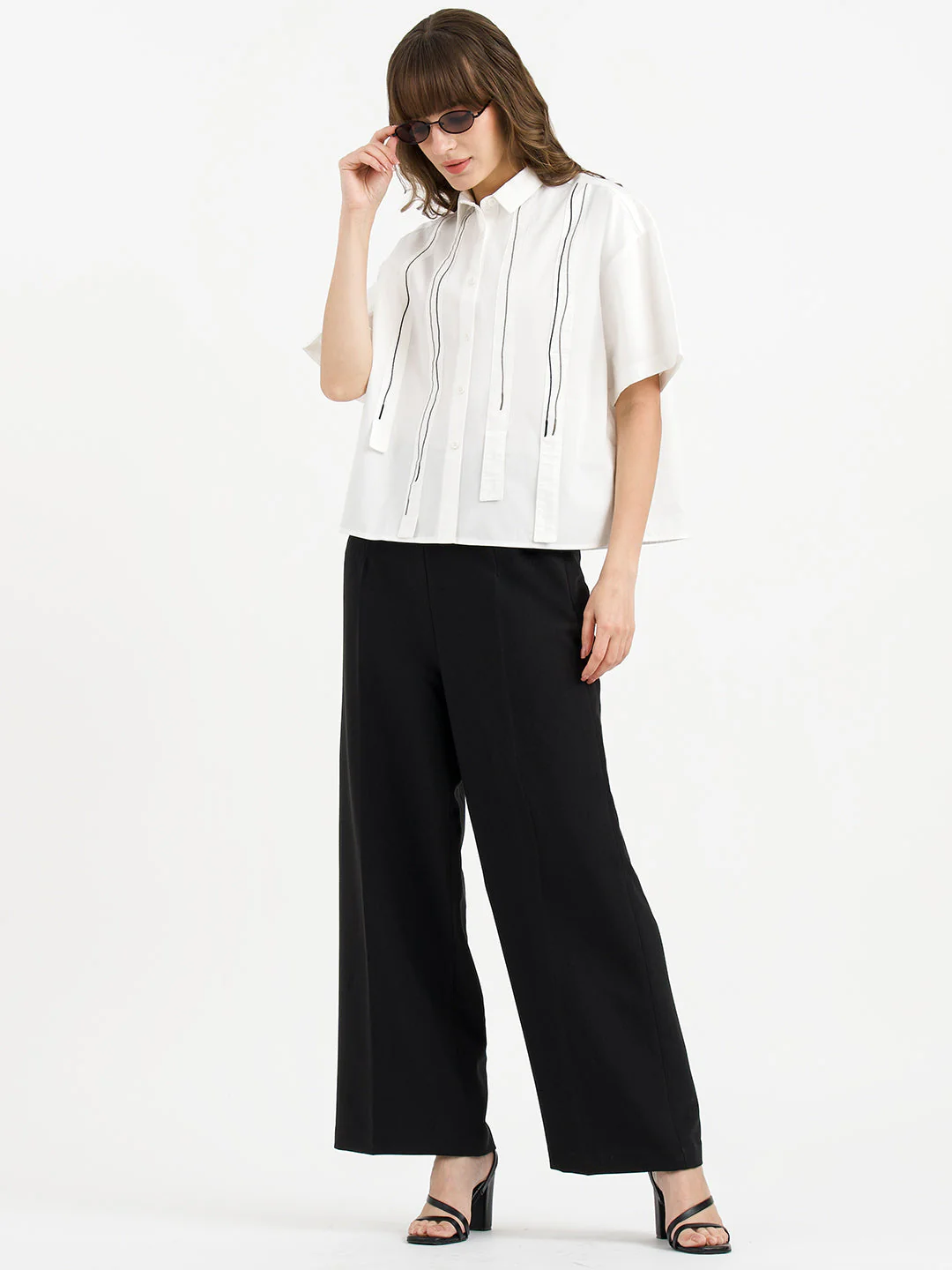 Shirts for Women in White | Casual Tassel Shirt - Image 5
