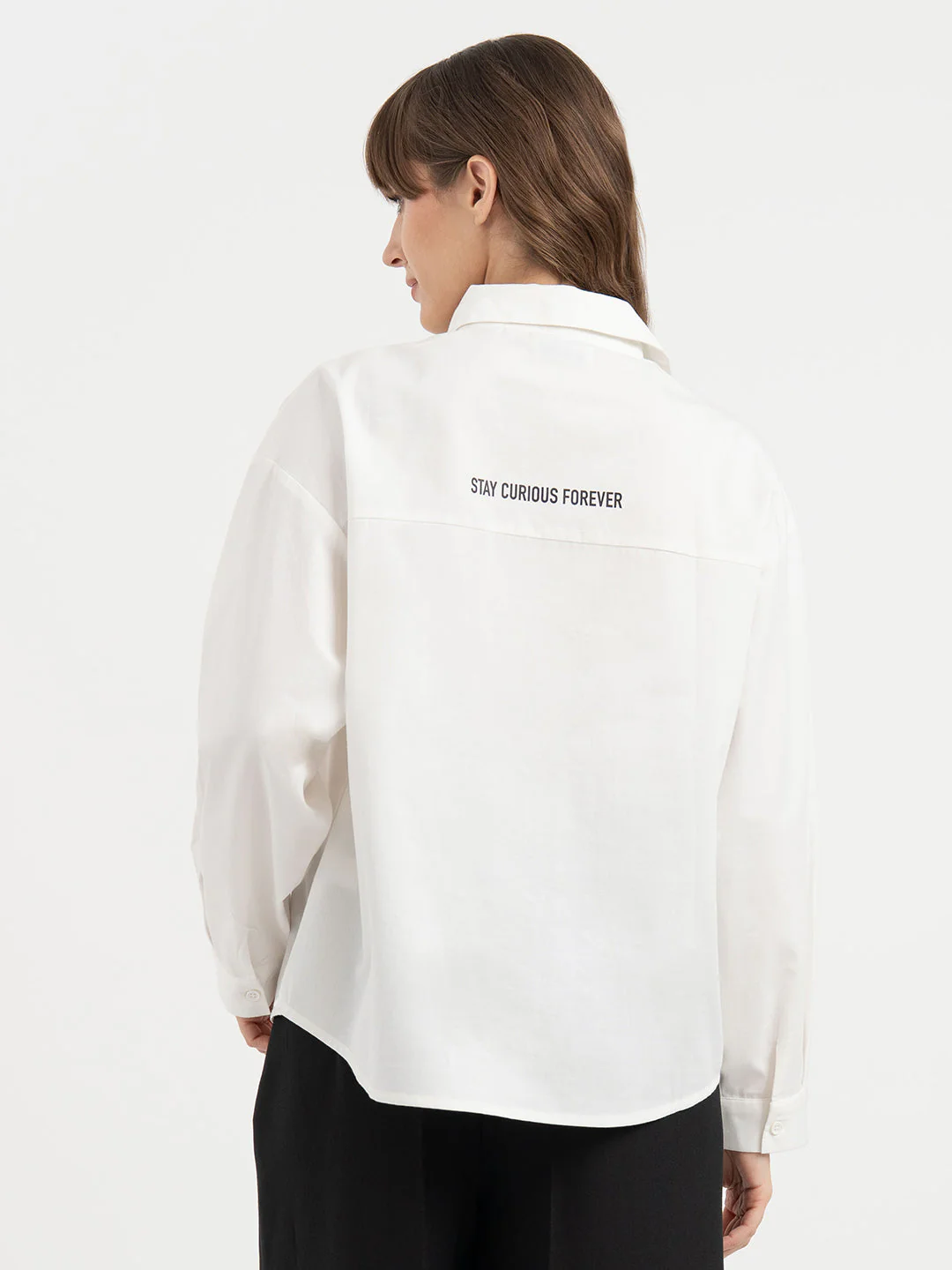 Shirts for Women in White | Graphic Full Sleeve Shirt - Image 3
