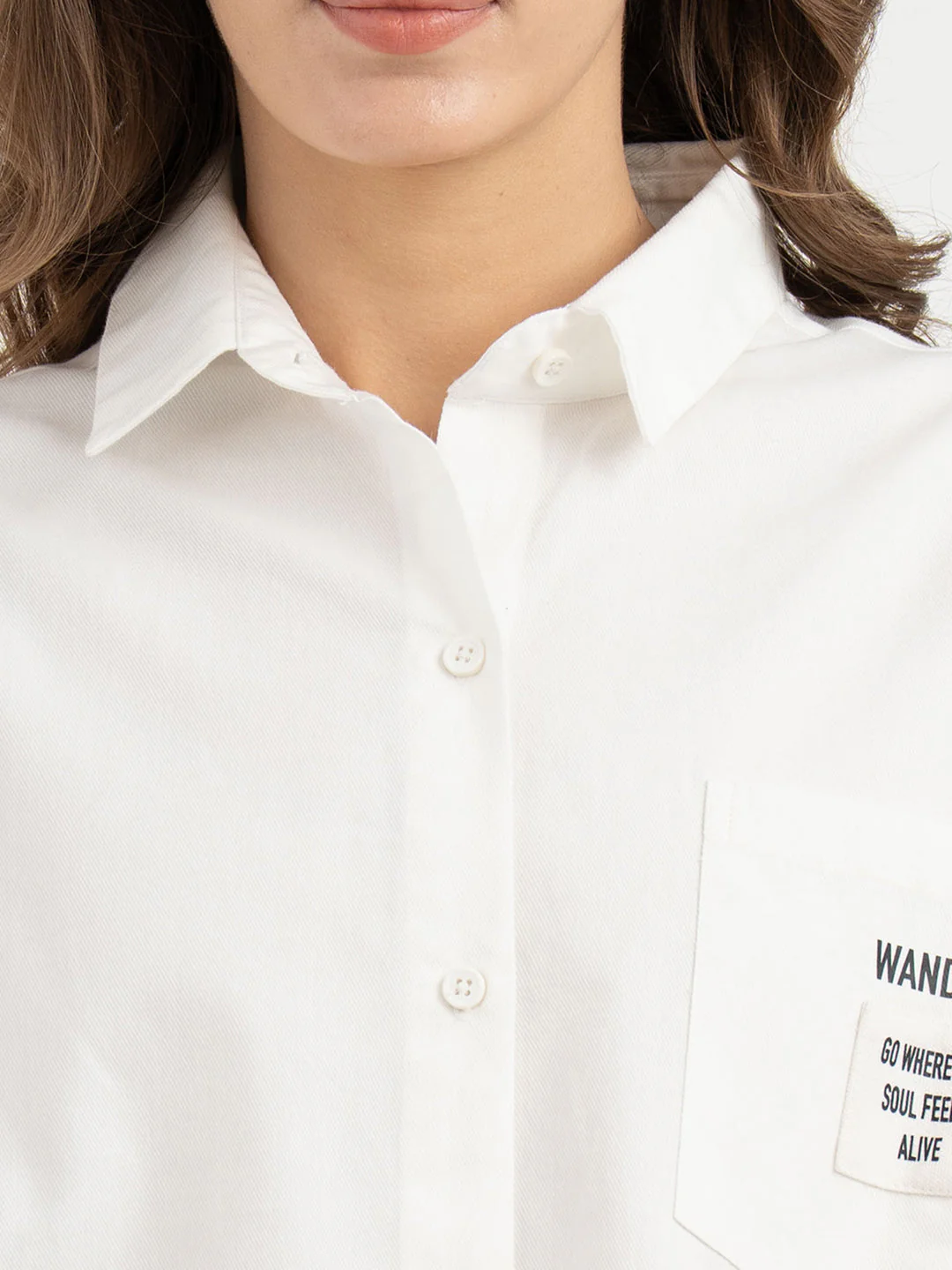 Shirts for Women in White | Graphic Full Sleeve Shirt - Image 4