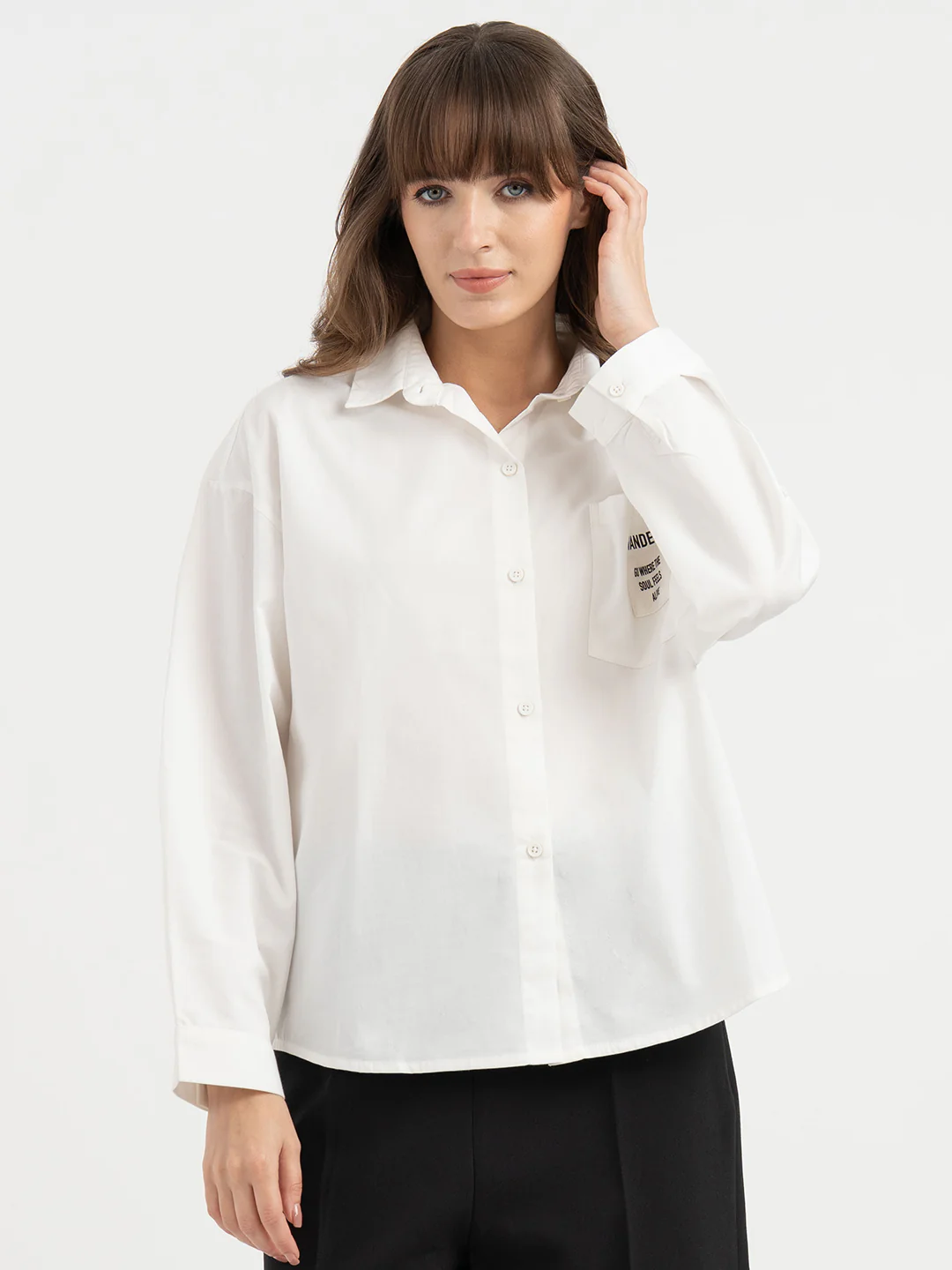 Shirts for Women in White | Graphic Full Sleeve Shirt - Image 7