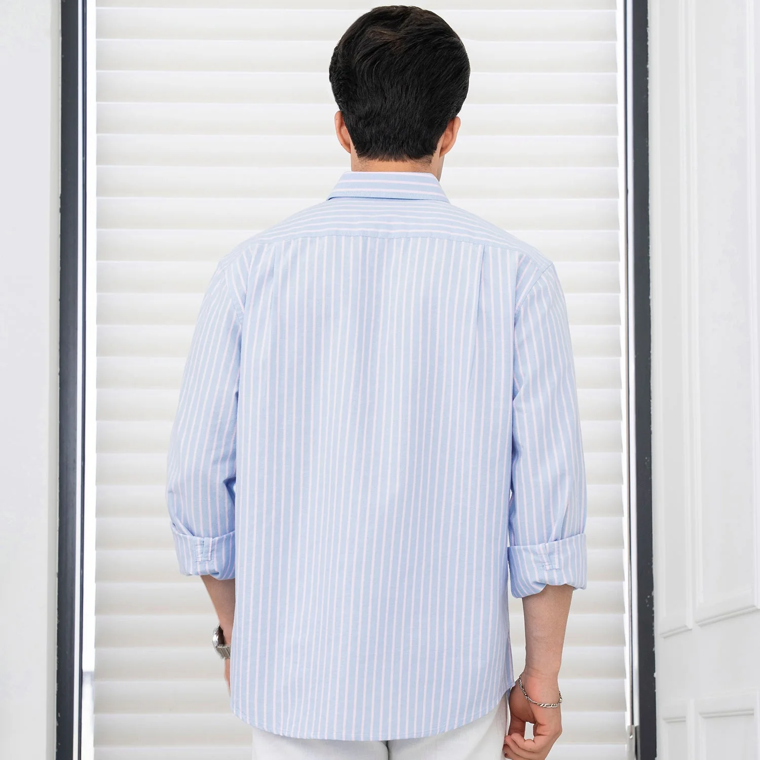 Shirts for Men in Pink | Cotton Oxford Check Full Sleeve Shirt - Image 3