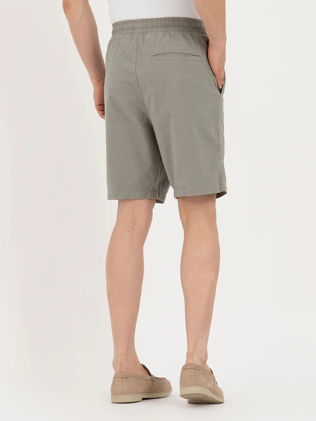 Shorts for Men in Olive | Cotton Knee Length Shorts - Image 3
