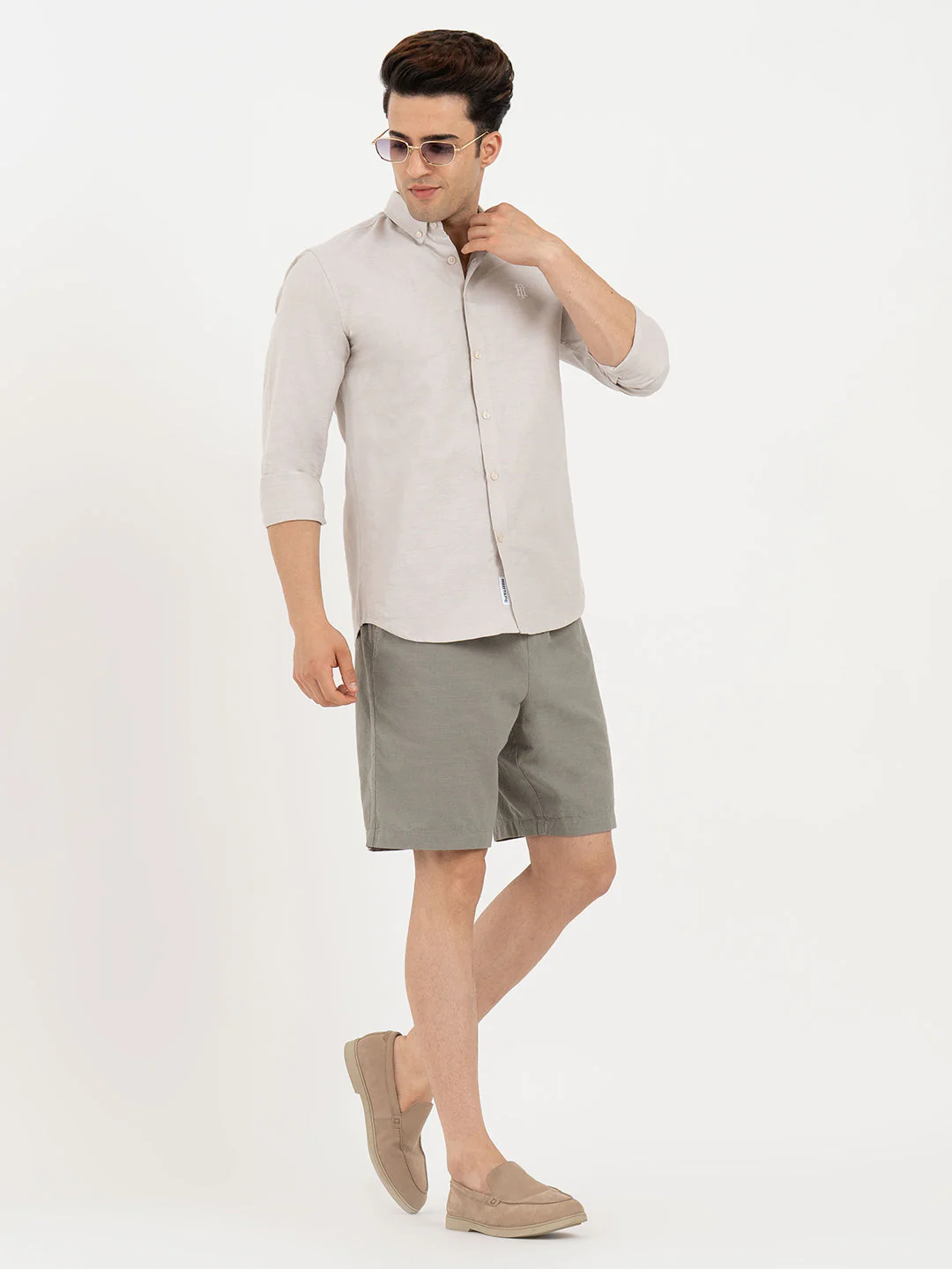 Shorts for Men in Olive | Cotton Knee Length Shorts - Image 5