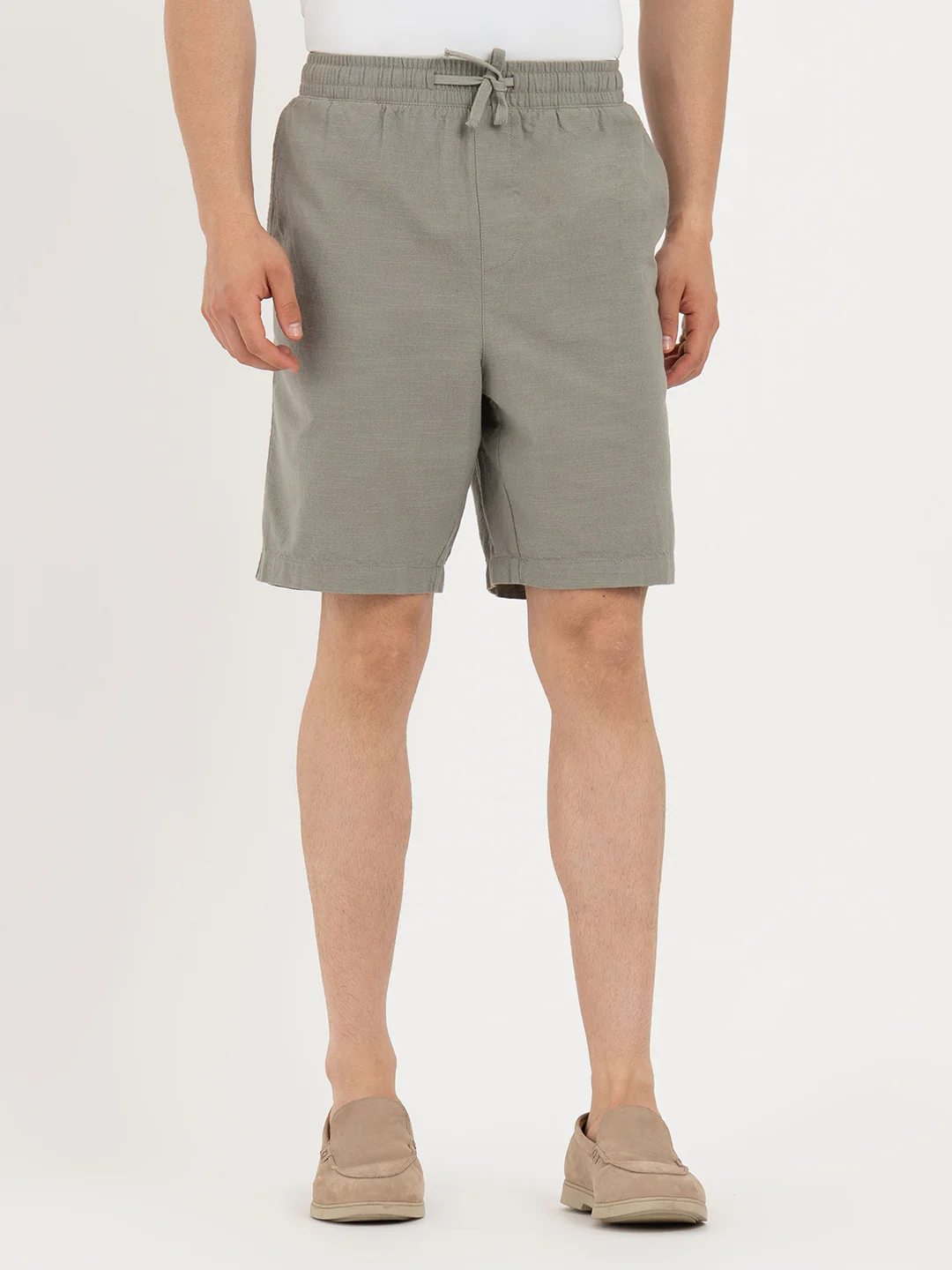 Shorts for Men in Olive | Cotton Knee Length Shorts - Image 7