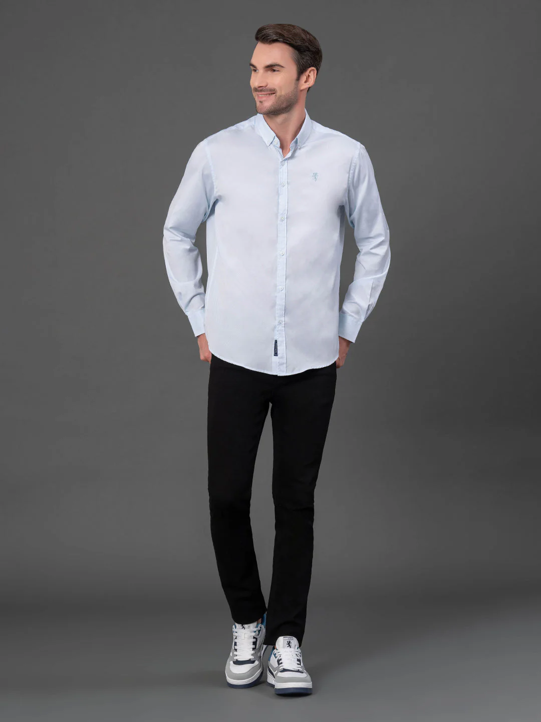 Sky Blue Dobby Shirt for Men - Image 5