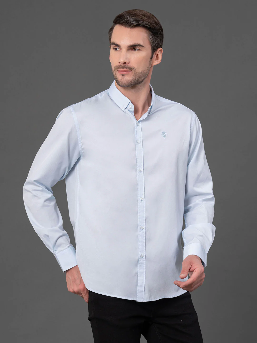 Sky Blue Dobby Shirt for Men - Image 2