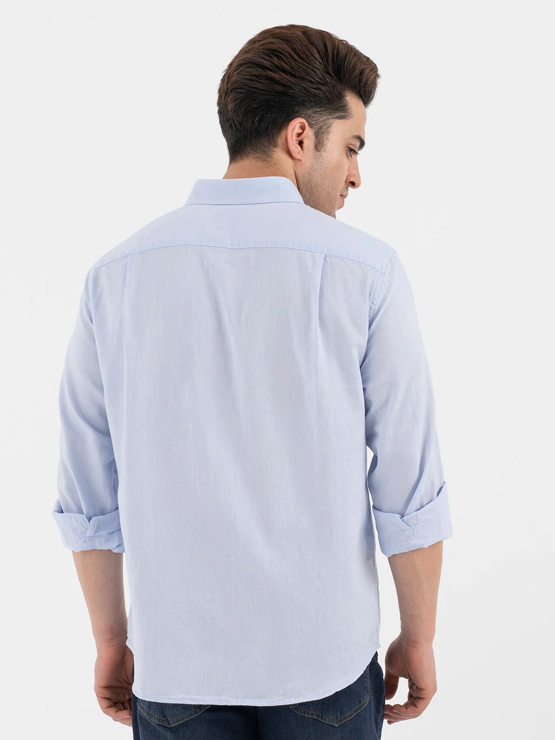 Red Tape Sky Blue Solid Full Sleeve Shirt for Men - Image 4