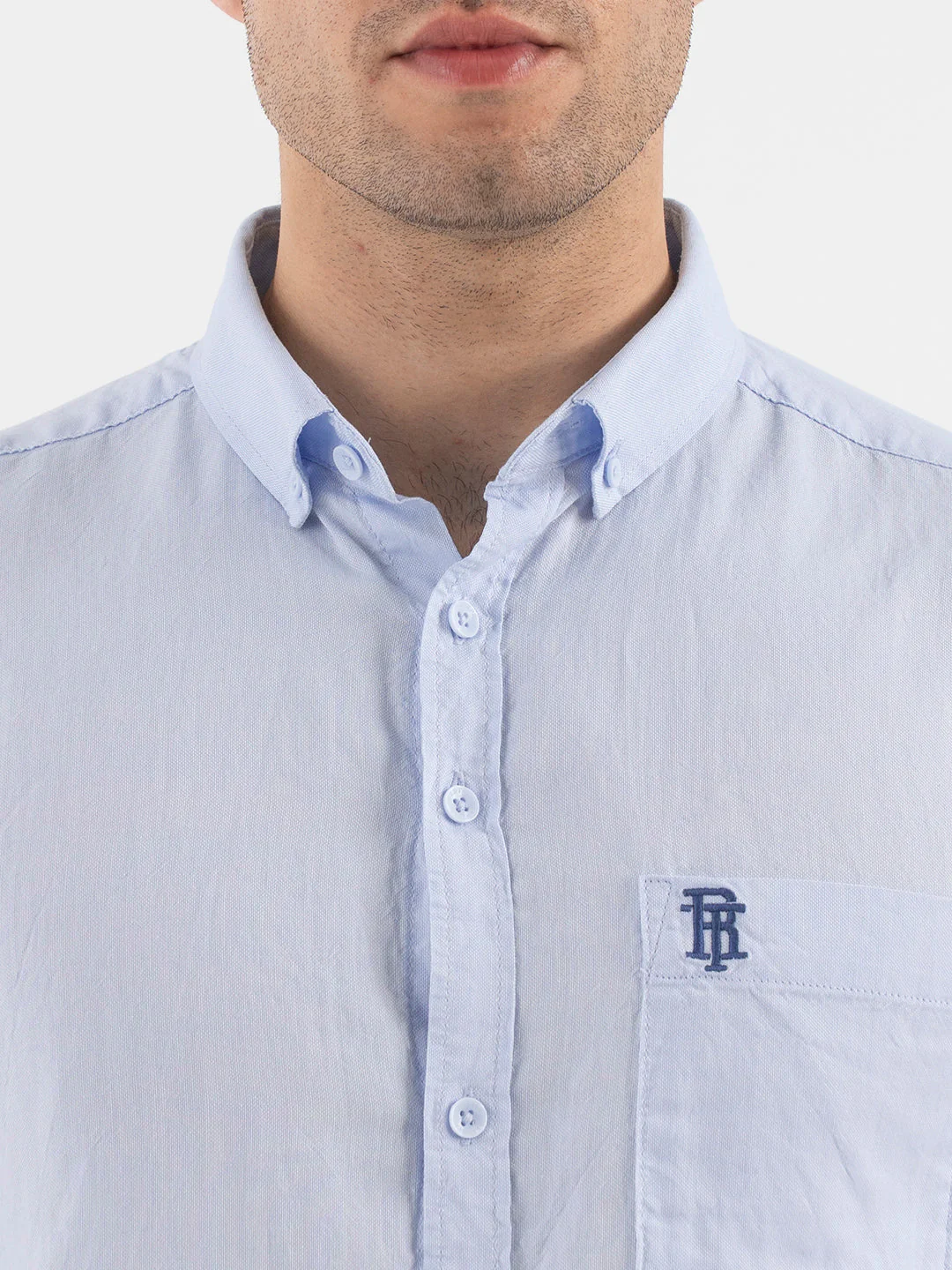 Red Tape Sky Blue Solid Full Sleeve Shirt for Men - Image 5