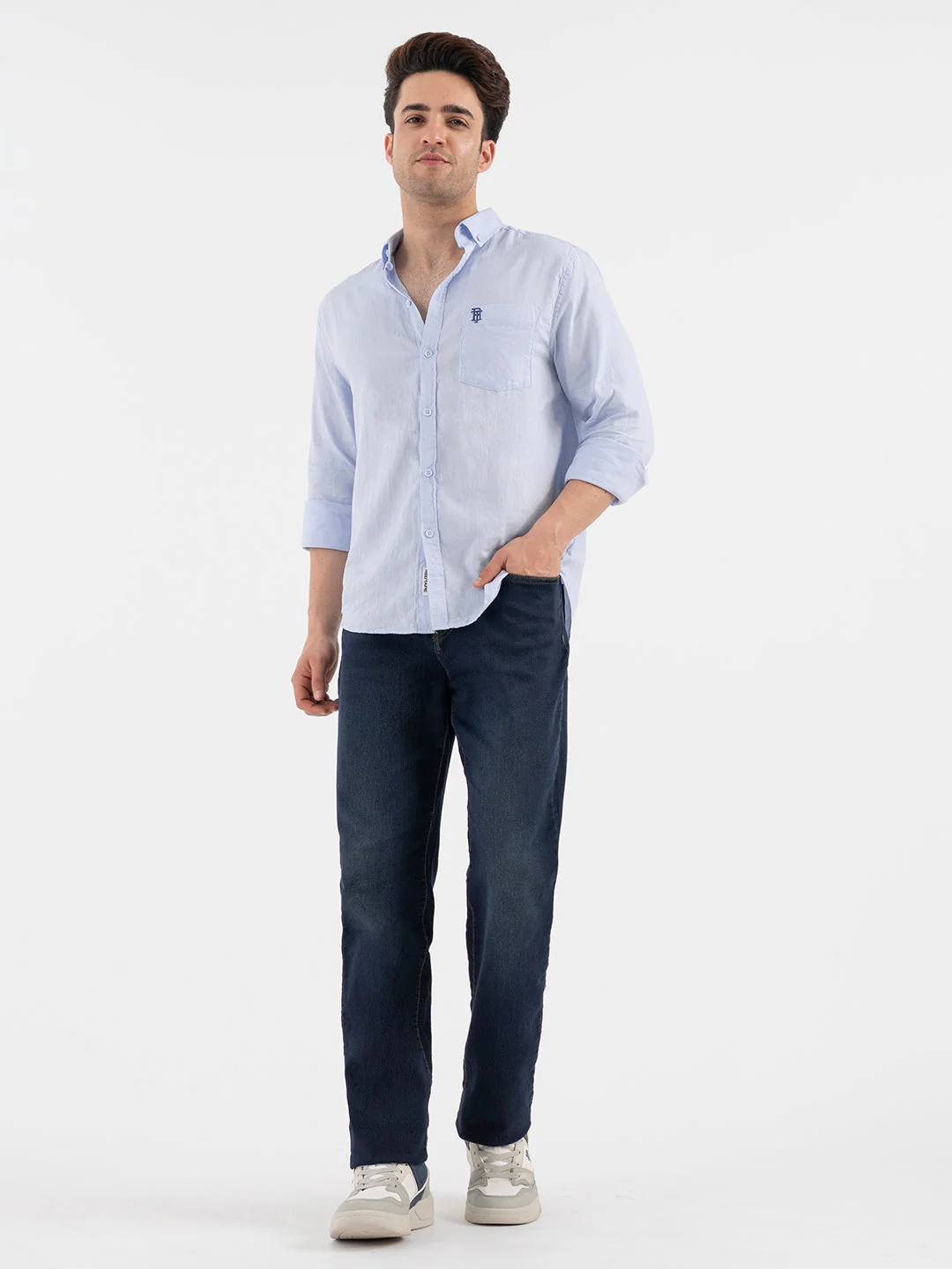 Red Tape Sky Blue Solid Full Sleeve Shirt for Men - Image 6