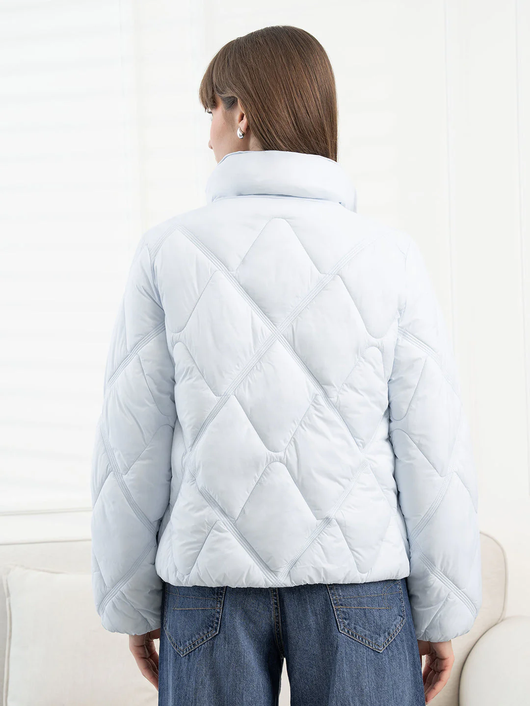 Sky Blue Padded Jacket for Women - Image 3