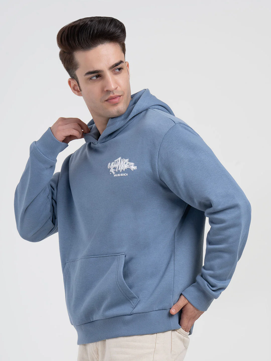 Slate Blue Graphic Winter Hoodie for Men | Casual Winter Comfort - Image 3