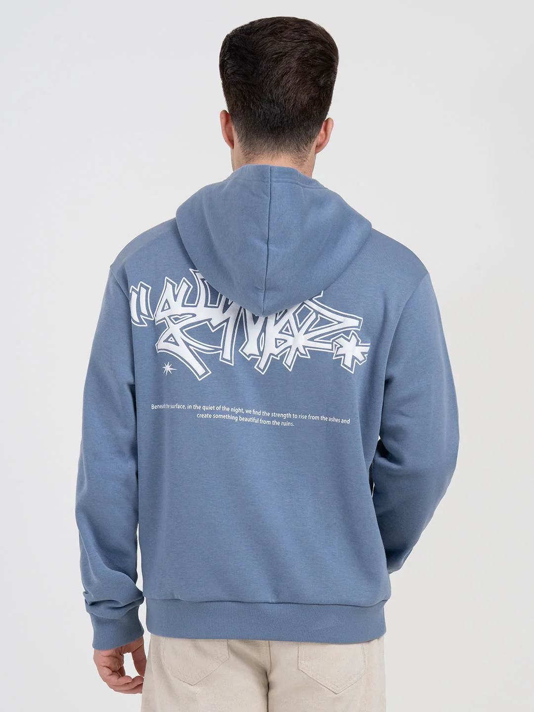 Slate Blue Graphic Winter Hoodie for Men | Casual Winter Comfort - Image 4