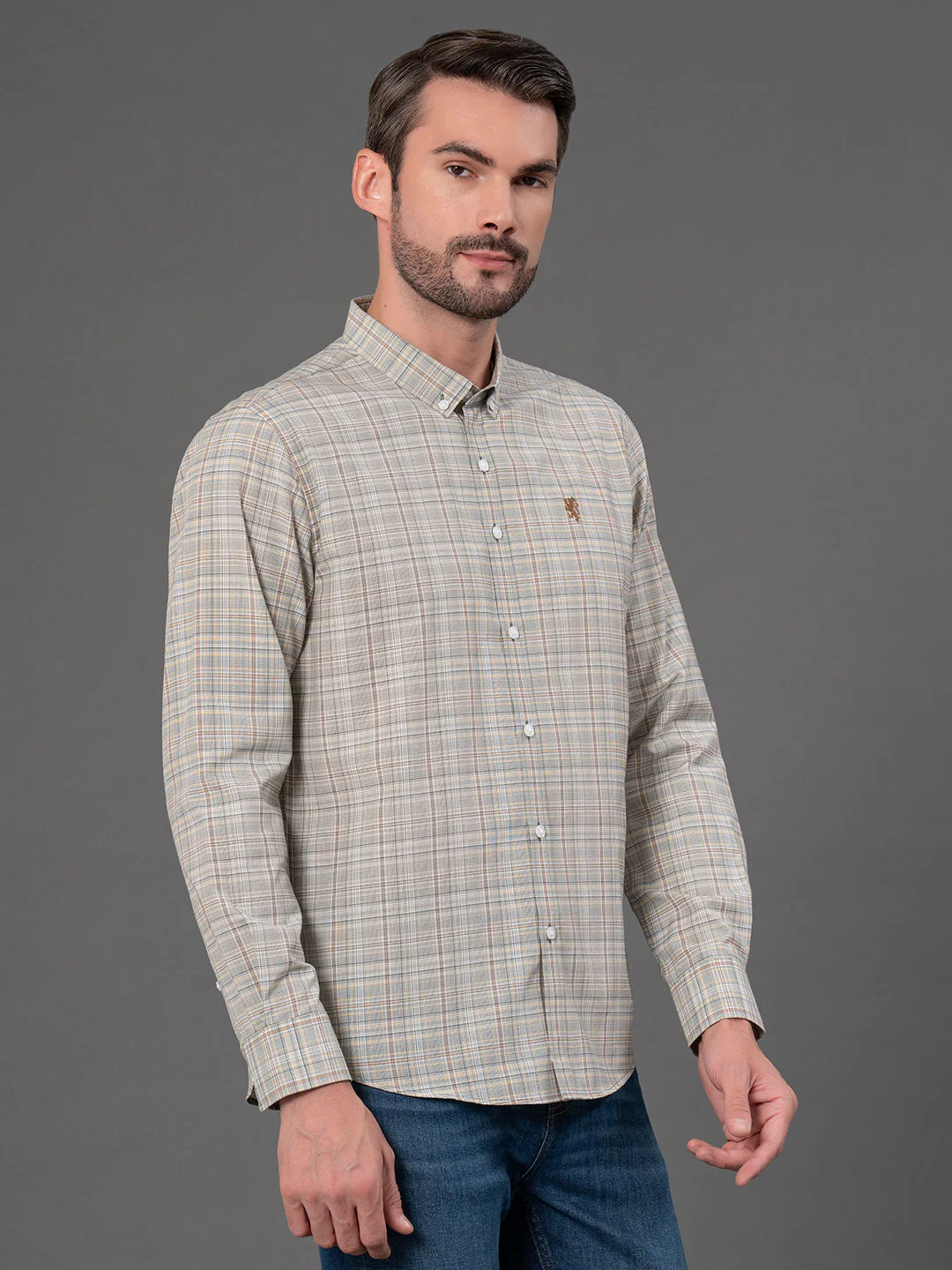 Slate Green Checked Shirt for Men - Image 2