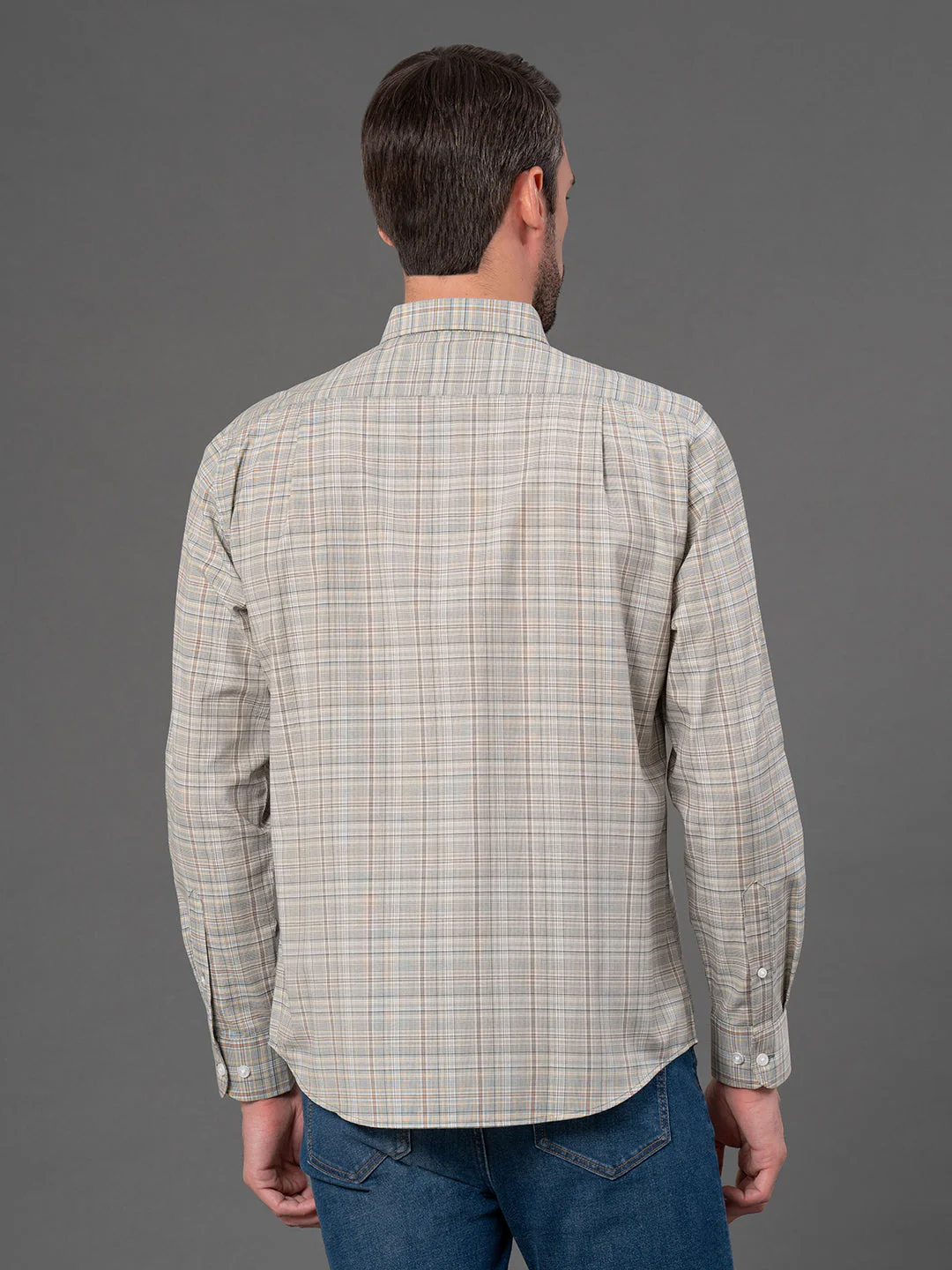 Slate Green Checked Shirt for Men - Image 3