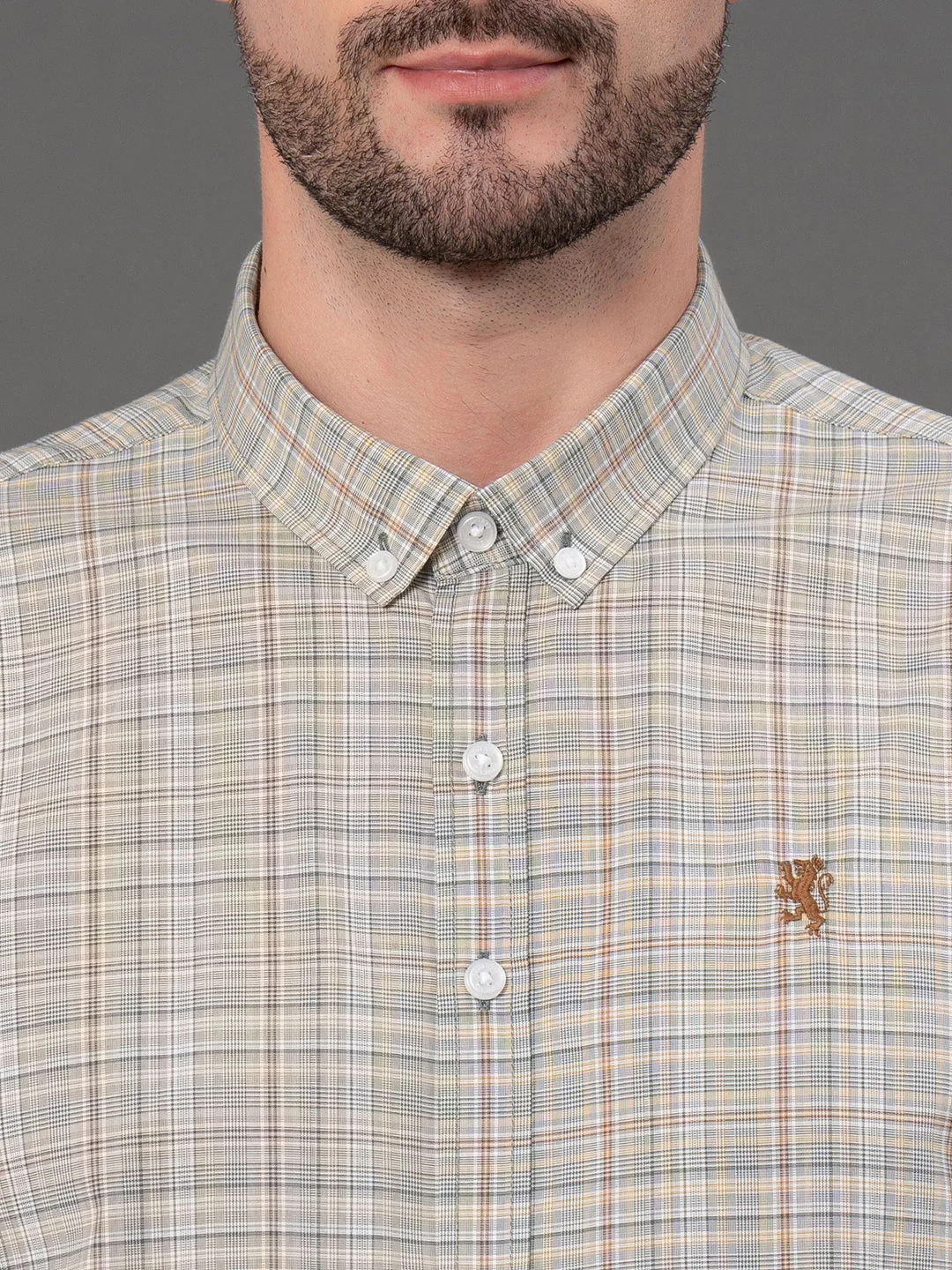 Slate Green Checked Shirt for Men - Image 4