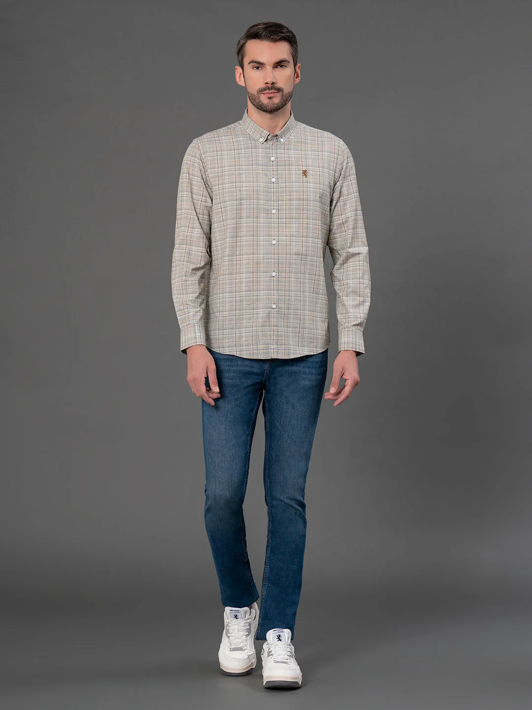 Slate Green Checked Shirt for Men - Image 5