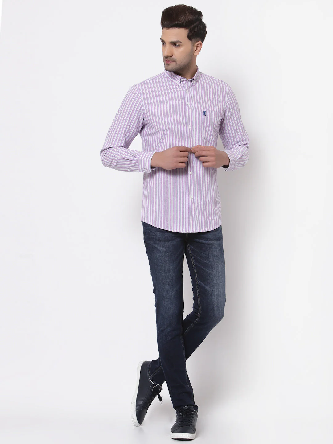 Smart Fit Striped Cotton Shirt for Men - Image 5