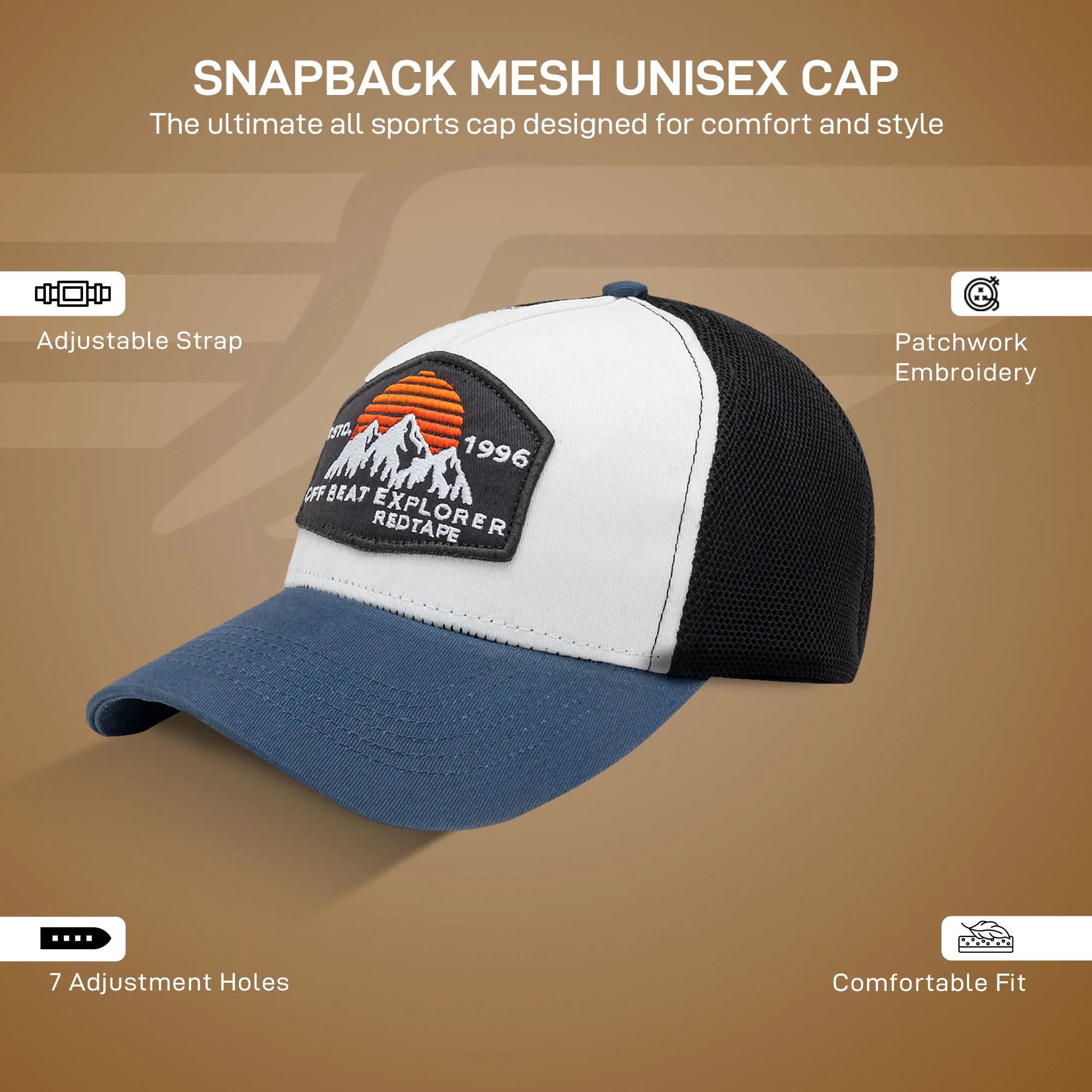 Snap Back Mesh Cap for Men | Adjustable Strap | All Sports Cap - Image 2