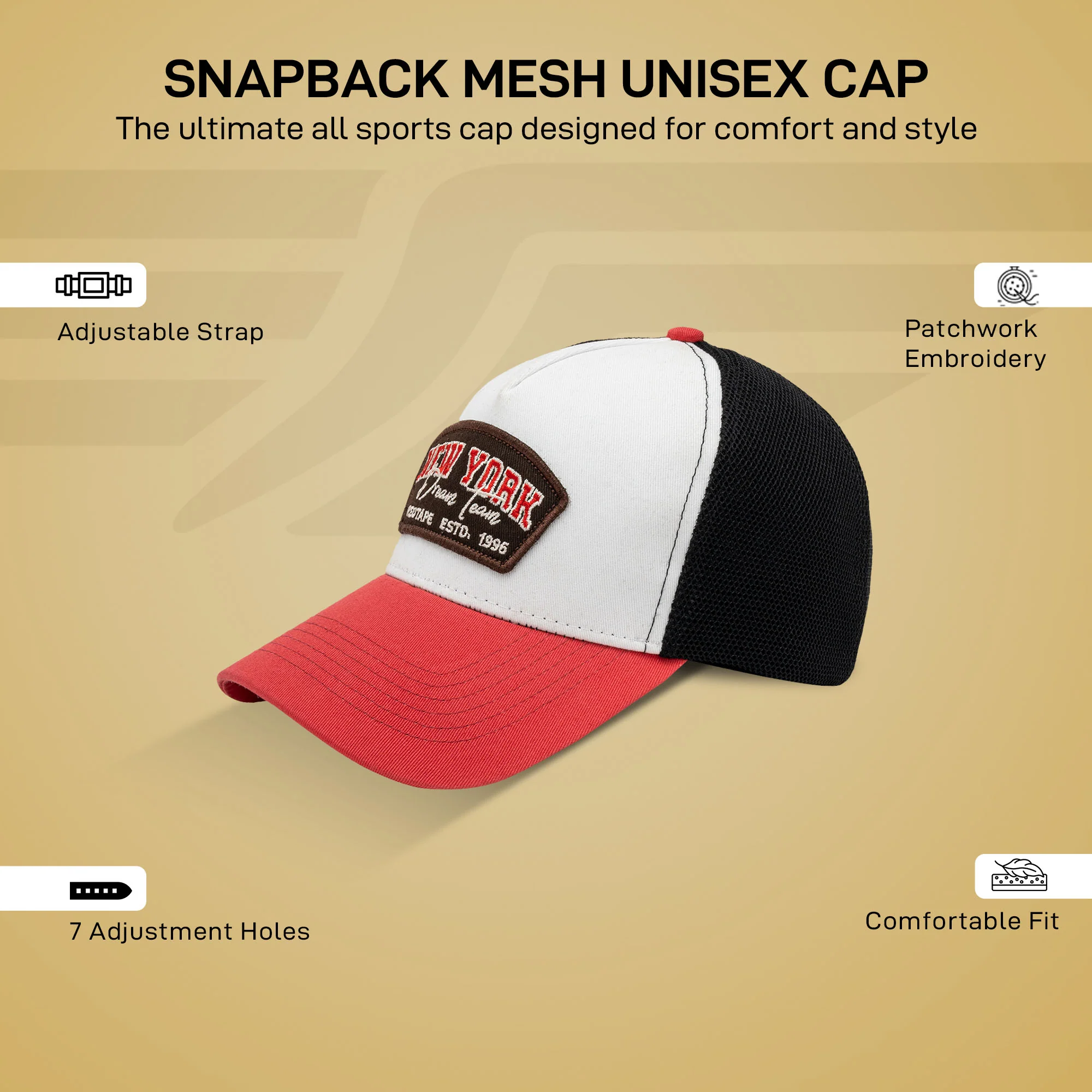Snapback Mesh Unisex Cap for Men & Women | Adjustable Strap | All Sports Cap - Image 2