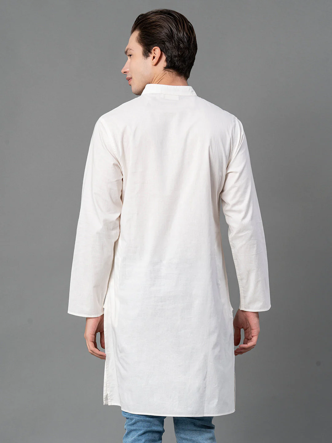 Solid Mid-Length Kurta for Men - Image 3