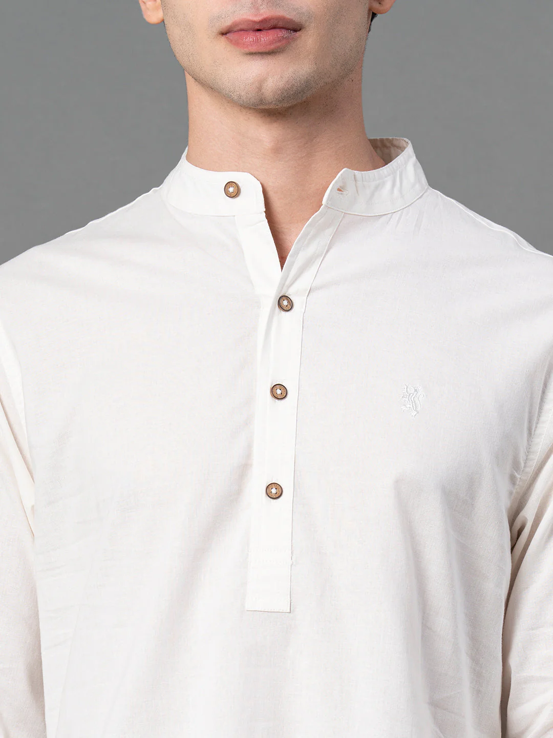 Solid Mid-Length Kurta for Men - Image 4