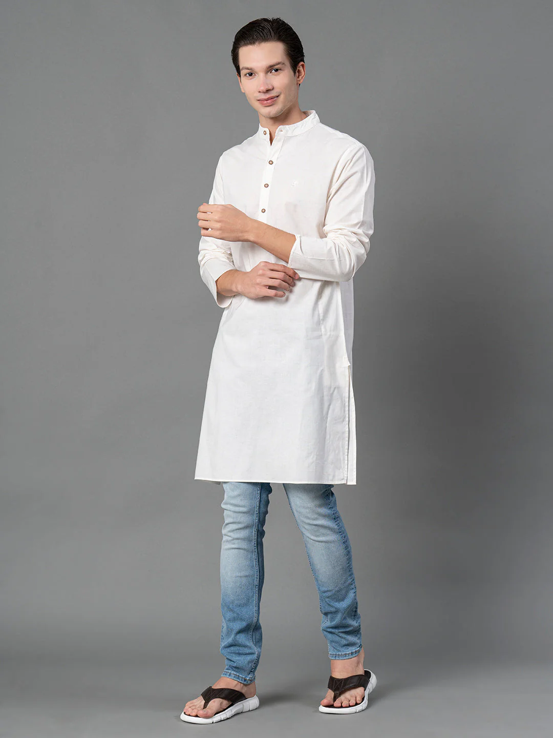 Solid Mid-Length Kurta for Men - Image 5