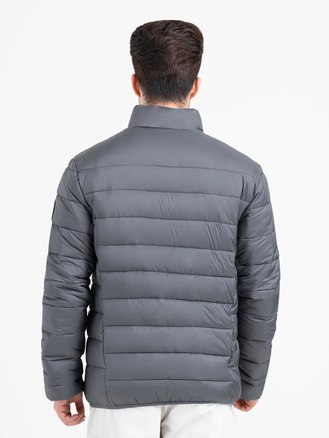 Stone Grey Puffer Heatseal Jacket | Full-Sleeve ,Straight Quilted - Image 4