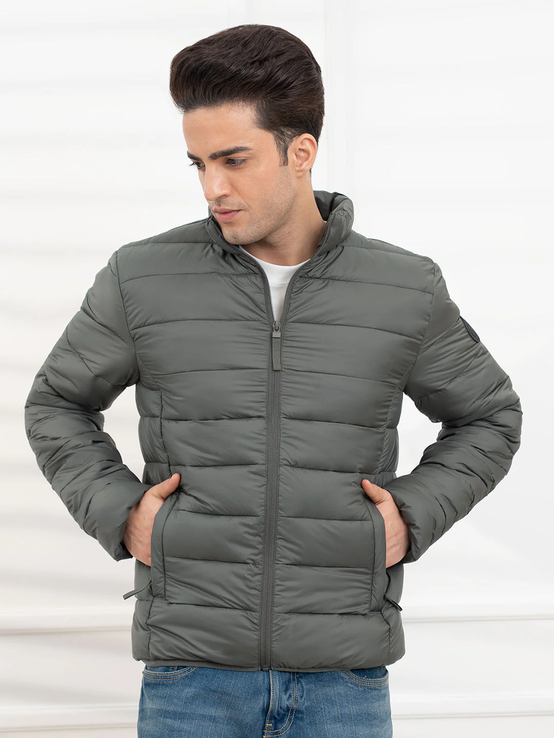 Stone Olive Men's Heatseal Padded Jacket | All-Season Winter Protection - Image 2